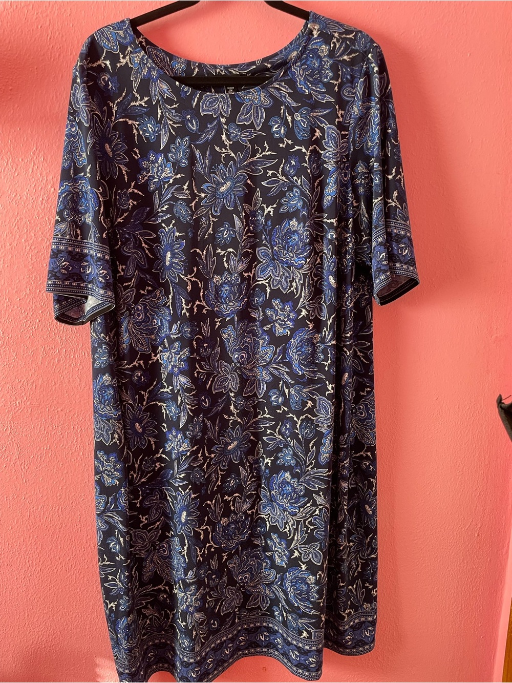 Roz & Ali Navy Blue Floral Midi Shift Dress